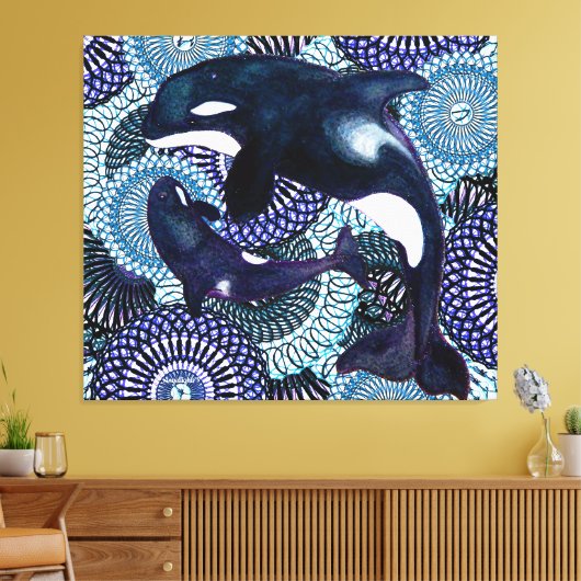 Tribal Orca Canvas Afdruk (Insitu (Woonkamer))