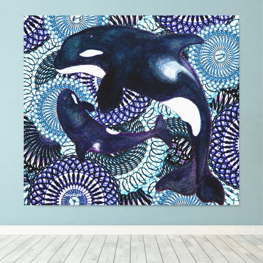 Tribal Orca Canvas Afdruk (Insitu (Houten vloer))