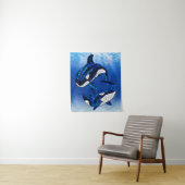 Tribal Orca Killer Whales Wandkleed (In situ)