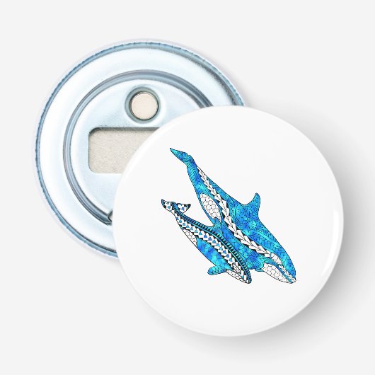 Tribal Orca Whales Button Flesopener (Voorkant)