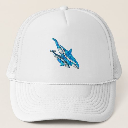 Tribal Orca Whales Trucker Pet (Voorkant)