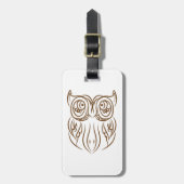 Tribal Owl Line Art Modern Bruin Abstract Bagagelabel (Voorkant verticaal)