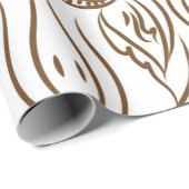 Tribal Owl Line Art Modern Bruin Abstract Cadeaupapier (Rol Hoek)