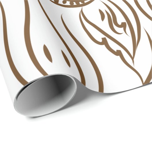 Tribal Owl Line Art Modern Bruin Abstract Cadeaupapier (Rol Hoek)