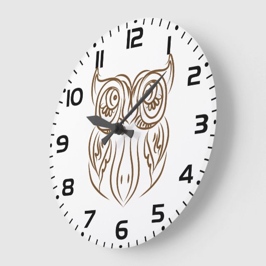 Tribal Owl Line Art Modern Bruin Abstract Grote Klok (Hoek)