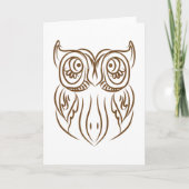 Tribal Owl Line Art Modern Bruin Abstract Kaart (Voorkant)