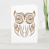 Tribal Owl Line Art Modern Bruin Abstract Kaart