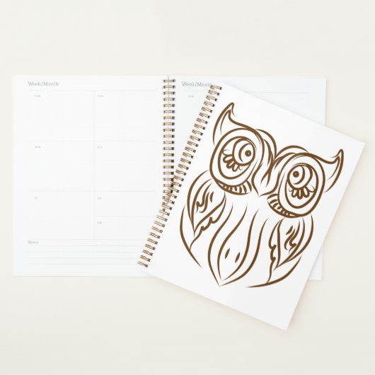 Tribal Owl Line Art Modern Bruin Abstract Planner (Display)