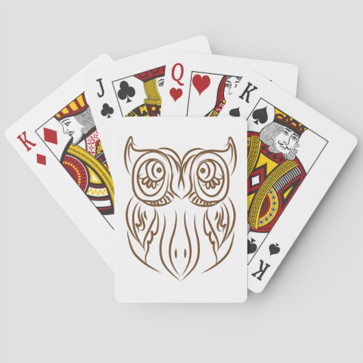 Tribal Owl Line Art Modern Bruin Abstract Pokerkaarten (Achterkant)