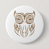 Tribal Owl Line Art Modern Bruin Abstract Ronde Button 7,6 Cm (Voorkant)