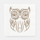 Tribal Owl Line Art Modern Bruin Abstract Servet (Voorkant)