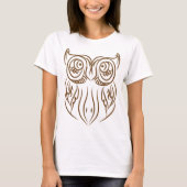 Tribal Owl Line Art Modern Bruin Abstract T-shirt (Voorkant)