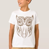 Tribal Owl Line Art Modern Bruin Abstract T-shirt (Voorkant)