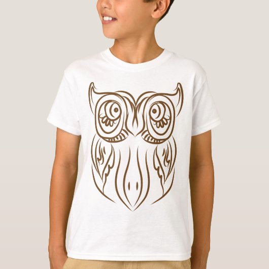 Tribal Owl Line Art Modern Bruin Abstract T-shirt (Voorkant)