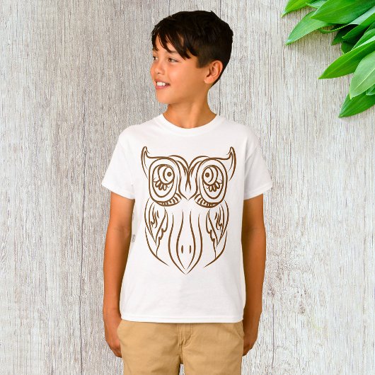 Tribal Owl Line Art Modern Bruin Abstract T-shirt