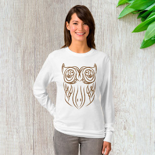 Tribal Owl Line Art Modern Bruin Abstract T-shirt