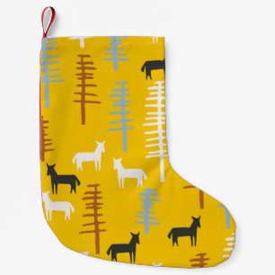 Tribal Paarden: Bos Retro Naadloos Kleine Kerstsok