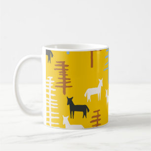 Tribal Paarden: Bos Retro Naadloos Koffiemok