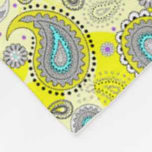 Tribal Paisley Patroon Citroengeel Turkoois Fleece Deken
