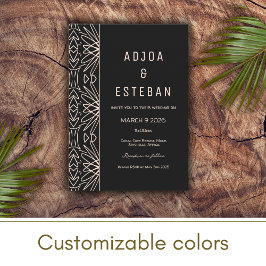 Tribal Patroon Zwart Boheems Bruiloft Uitnodiging