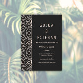 Tribal Patroon Zwart Boheems Bruiloft Uitnodiging