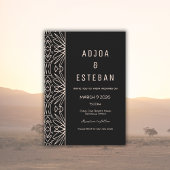 Tribal Patroon Zwart Boheems Bruiloft Uitnodiging