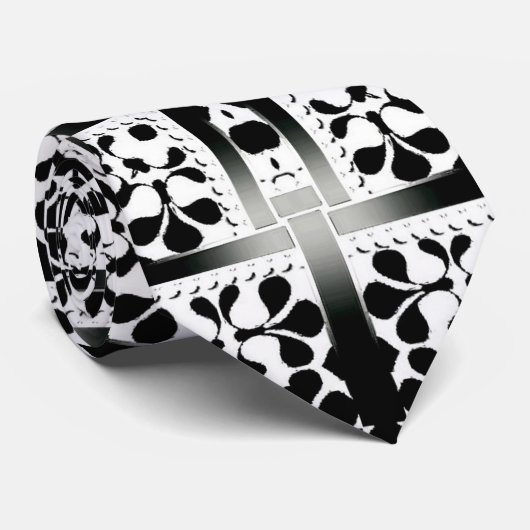 Tribal Pattern Art Black & White Stropdas (Opgerold)