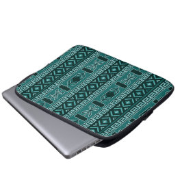 Tribal Pattern Blauwgroen en zwart Laptop Sleeve