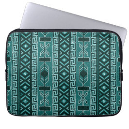 Tribal Pattern Blauwgroen en zwart Laptop Sleeve