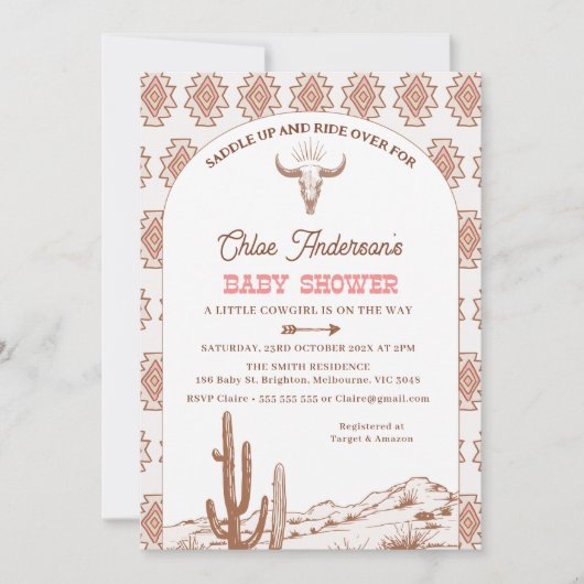 Tribal Pattern Boho Arch Rodeo Western Baby shower Kaart (Voorkant)