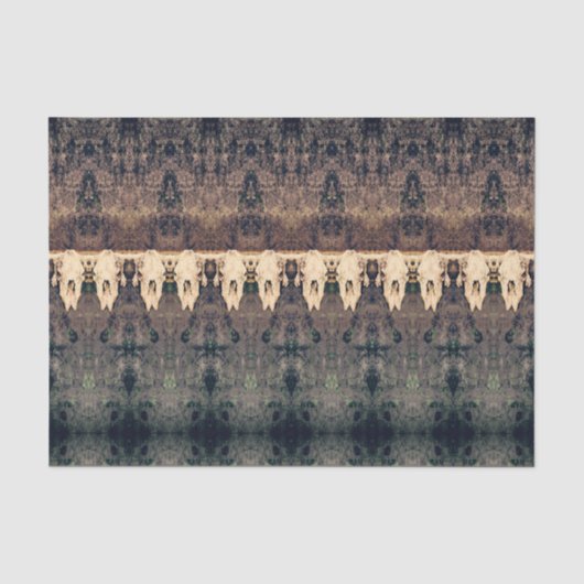 Tribal Pattern Bruin Beige Bull Koe Schedel Tissuepapier (Voorkant)