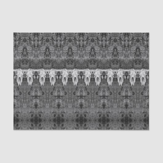  Tribal Pattern Grey Bull Koe schedel Tissuepapier (Voorkant)