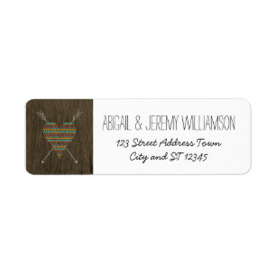 Tribal Pattern Heart & Arrows (Geel / Aqua) Etiket