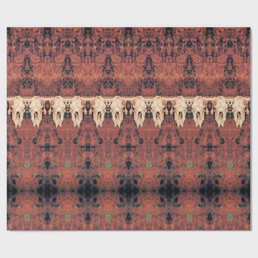  Tribal Pattern Rust Oranje Bull Koe Schedel Cadeaupapier (Vlak)