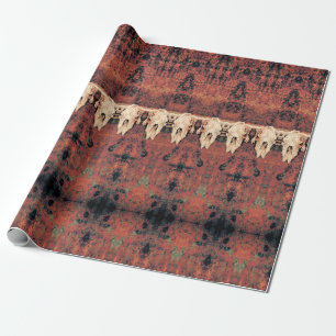 Tribal Pattern Rust Oranje Bull Koe Schedel Cadeaupapier