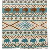 Tribal Pattern Southwest Buffalo Bison Woodland Douchegordijn (Voorkant)