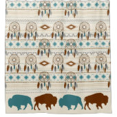 Tribal Pattern Southwest Buffalo Bison Woodland Douchegordijn (Voorkant)