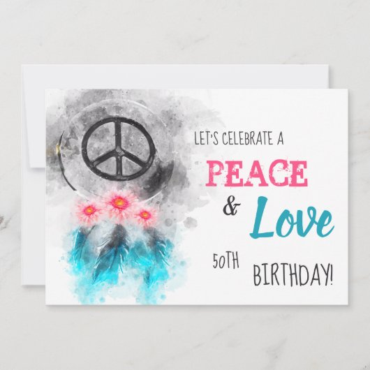 *~ Tribal Peace & Love Hippie Birthday Rustic Kaart (Voorkant)