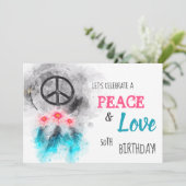*~ Tribal Peace & Love Hippie Birthday Rustic Kaart (Staand voorkant)