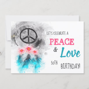 *~ Tribal Peace & Love Hippie Birthday Rustic Kaart