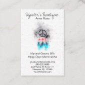 *~* Tribal Peace Sign Feathers Flowers Boho Grunge Visitekaartje (Achterkant)