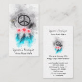 *~* Tribal Peace Sign Feathers Flowers Grunge Boho Visitekaartje (Voorkant / Achterkant)