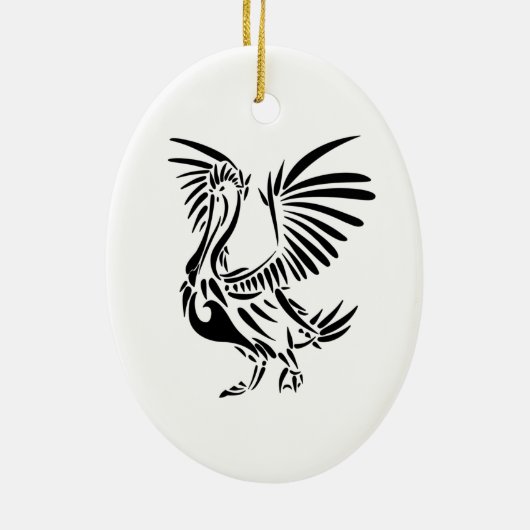 Tribal Pelican Art Keramisch Ornament (Achterkant)