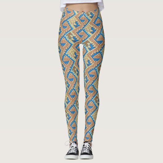 Tribal Peru Geometric Peruvian Patroon Leggings (Voorkant)
