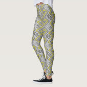 Tribal Peruviaanse Geometrische Peru Patroon Geel  Leggings (Links)