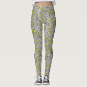 Tribal Peruviaanse Geometrische Peru Patroon Geel  Leggings (Voorkant)