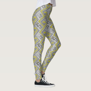 Tribal Peruviaanse Geometrische Peru Patroon Geel Leggings