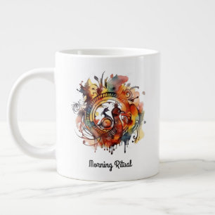 Tribal Phoenix Waterverf Mandala, gewoonte Grote Koffiekop