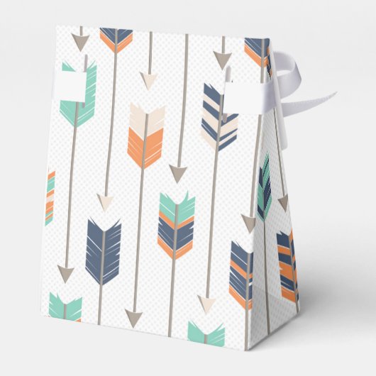 Tribal Pijl Blauw Sinaasappel Groene Favor Box Bedankdoosjes (Achterkant)