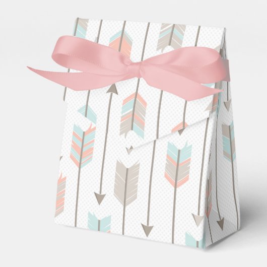 Tribal Pijl Grijs Roze Blauw Favor Box Bedankdoosjes (Voorkant Zijde)
